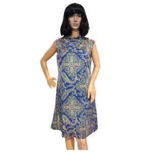 Vintage Sacony Ciella purple paisley sleeveless shift dress size medium